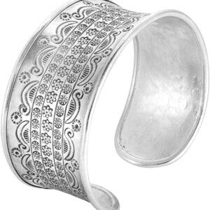 999 Pure Silver Karen Hill Tribe Wide Tribal Adjustable Cuff Bangle Bracelet